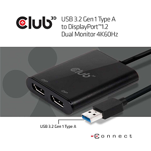 Разветвитель 4K 60 Гц USB3.2 Gen1 Type A для подключения к DisplayPort ™ 1.2